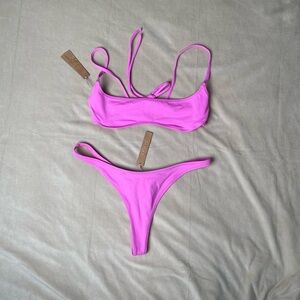 SKIMS Two-Piece Bikini Set Neon Orchid Pink Small NWT